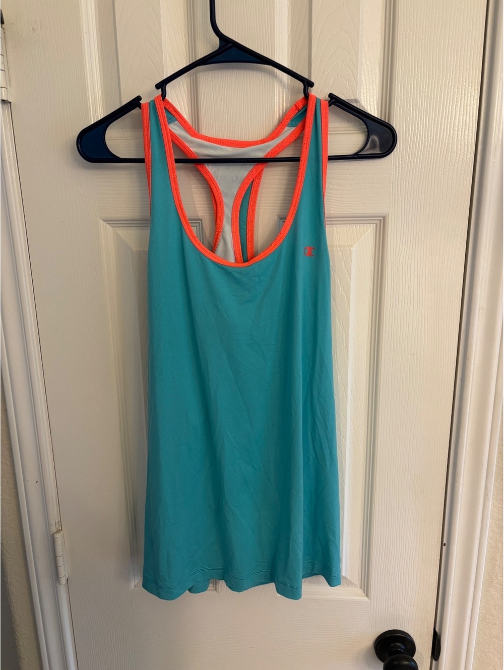Champion Duo Dry Racerback Athletic Tank Top Aqua Coral Women’s Large L